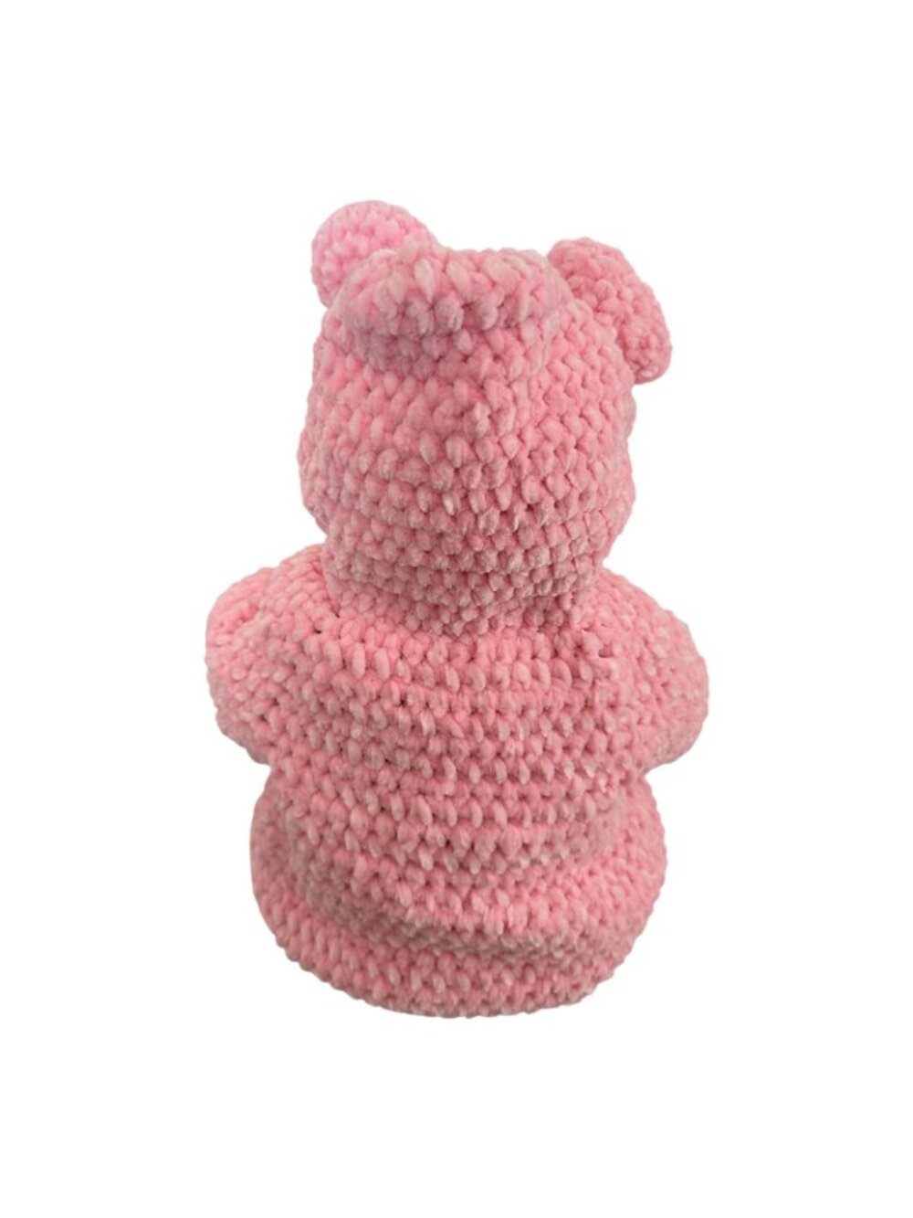 Handmade Pink Chenille Newborn Baby Hoodie & Booties Set Bear Ears Soft Plush - Picture 8 of 16